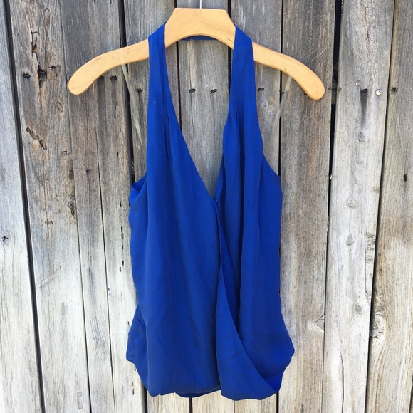 NWT Parker Wales Halter Top Silk Blue M - Picture 9 of 16